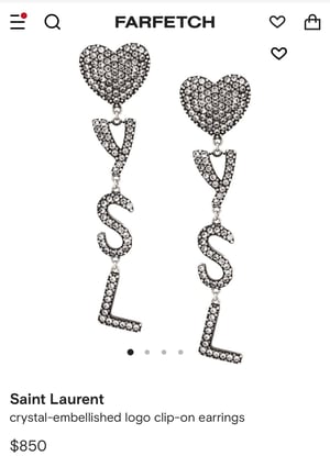 Image of NEW SALE ALERT 🚨 Saint Laurent Crystal-Embellished Logo Clip-On Earrings