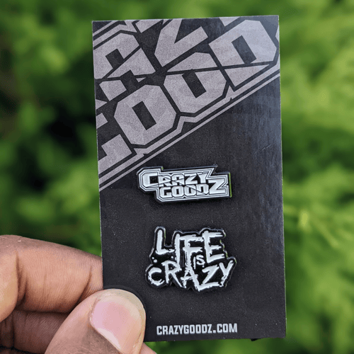 Image of Life Is Crazy & CG Logo Pin