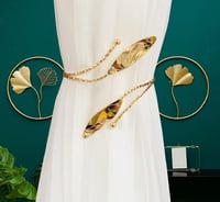Image 1 of Gold Curtain Tiebacks Drape Tie Clips 2pcs 