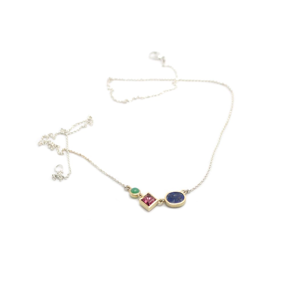Image of GREEN, PINK + BLUE FANCY STONE NECKLACE