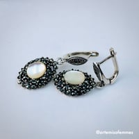 Image 1 of Vicenta Vintage Mother of Pearl and Marcasite Earrings