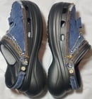 Image 4 of Tasty Raw Edge Denim “Eyes On You” Chunky Clogs