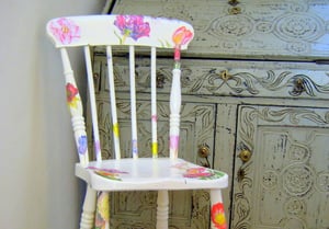 Image of Vintage Floral Decoupage Spindle Chair