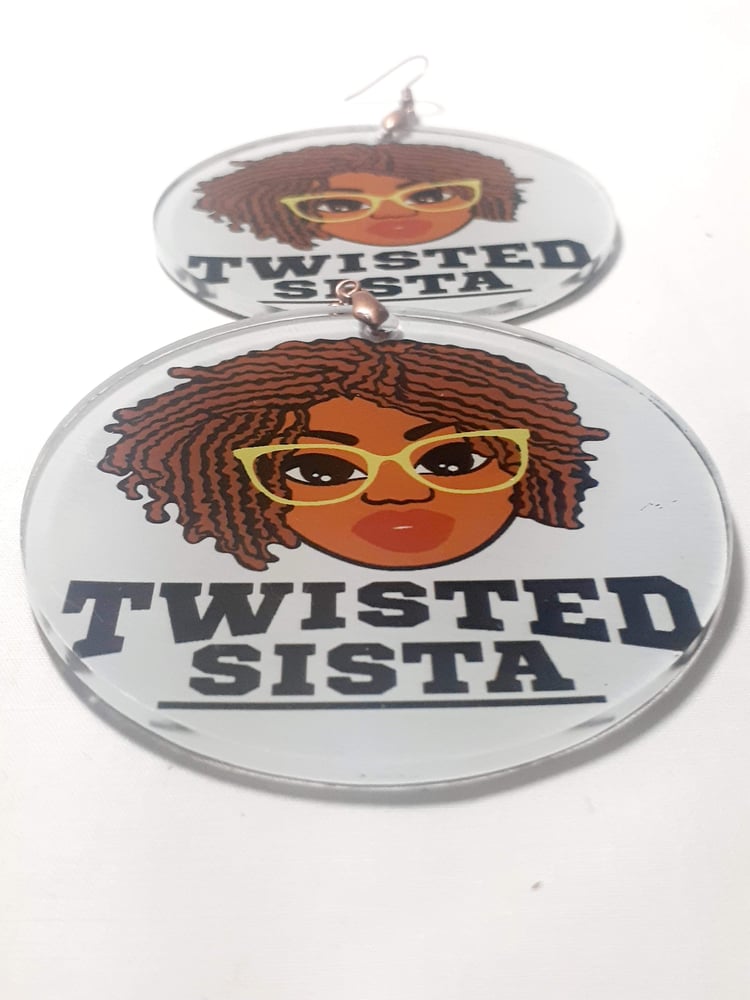 Image of Twisted Sista, Dread Loc, Acrylic, Sublimation, Custom Earrings
