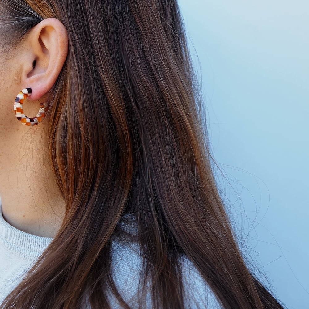 Image of *NEW* Honey Checker Mini Hoop Earrings