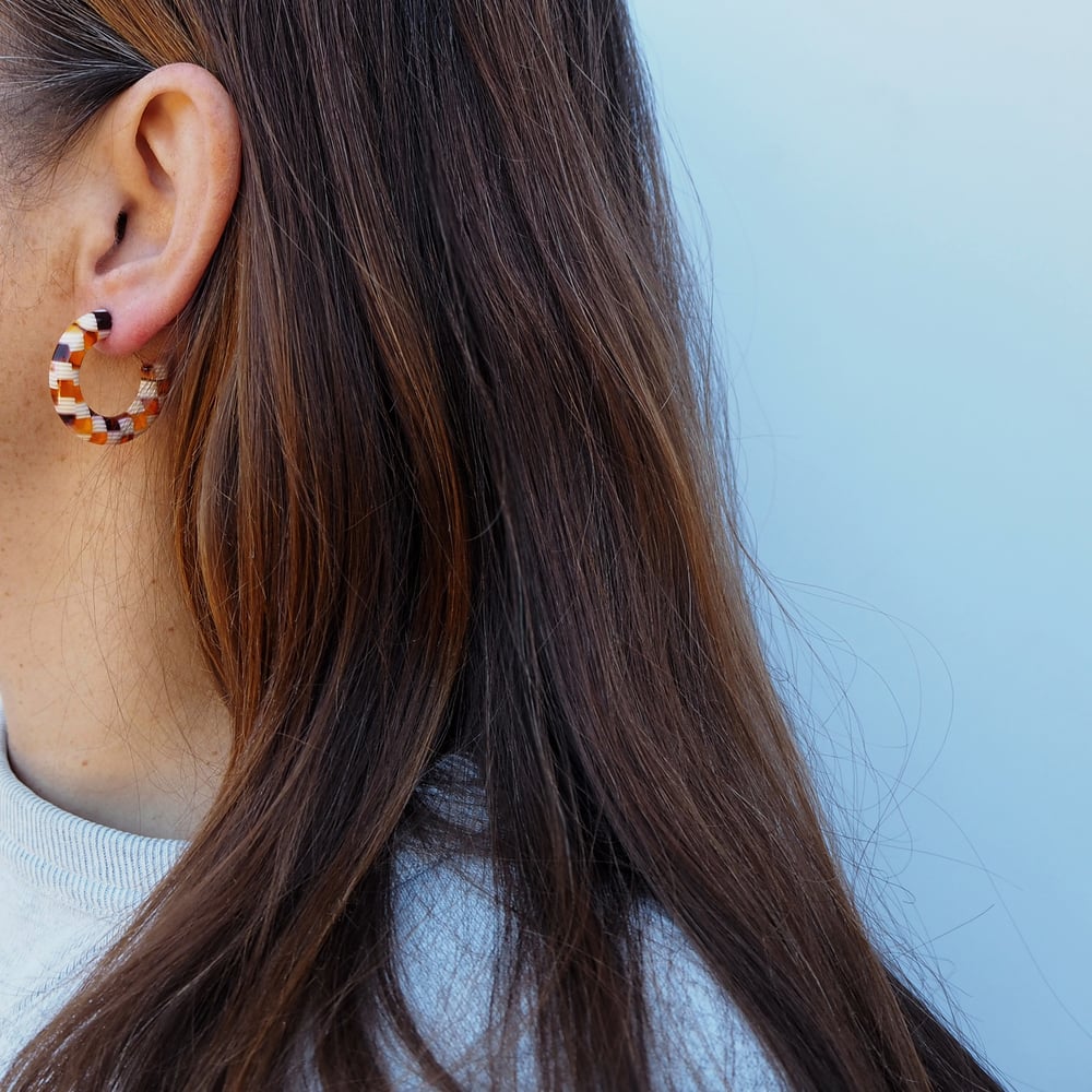 Image of *NEW* Honey Checker Hoop Earrings