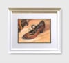 Brown Mary Janes, still life oil painting