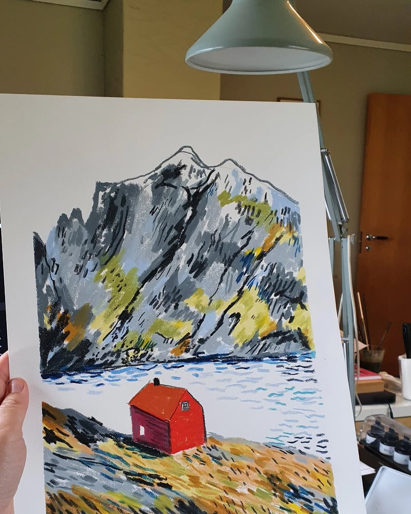 Image of "Den røde hytta" original artwork