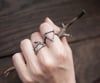 "ELEMENTS" Silver or Gold Ring , EARTH / AIR symbol. Adjustable ring 