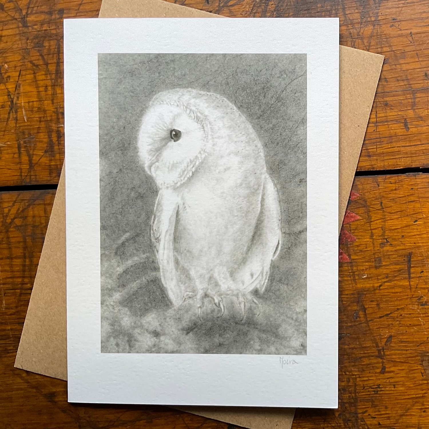 Image of BARN OWL AT DUSK ~ GREETINGS CARD