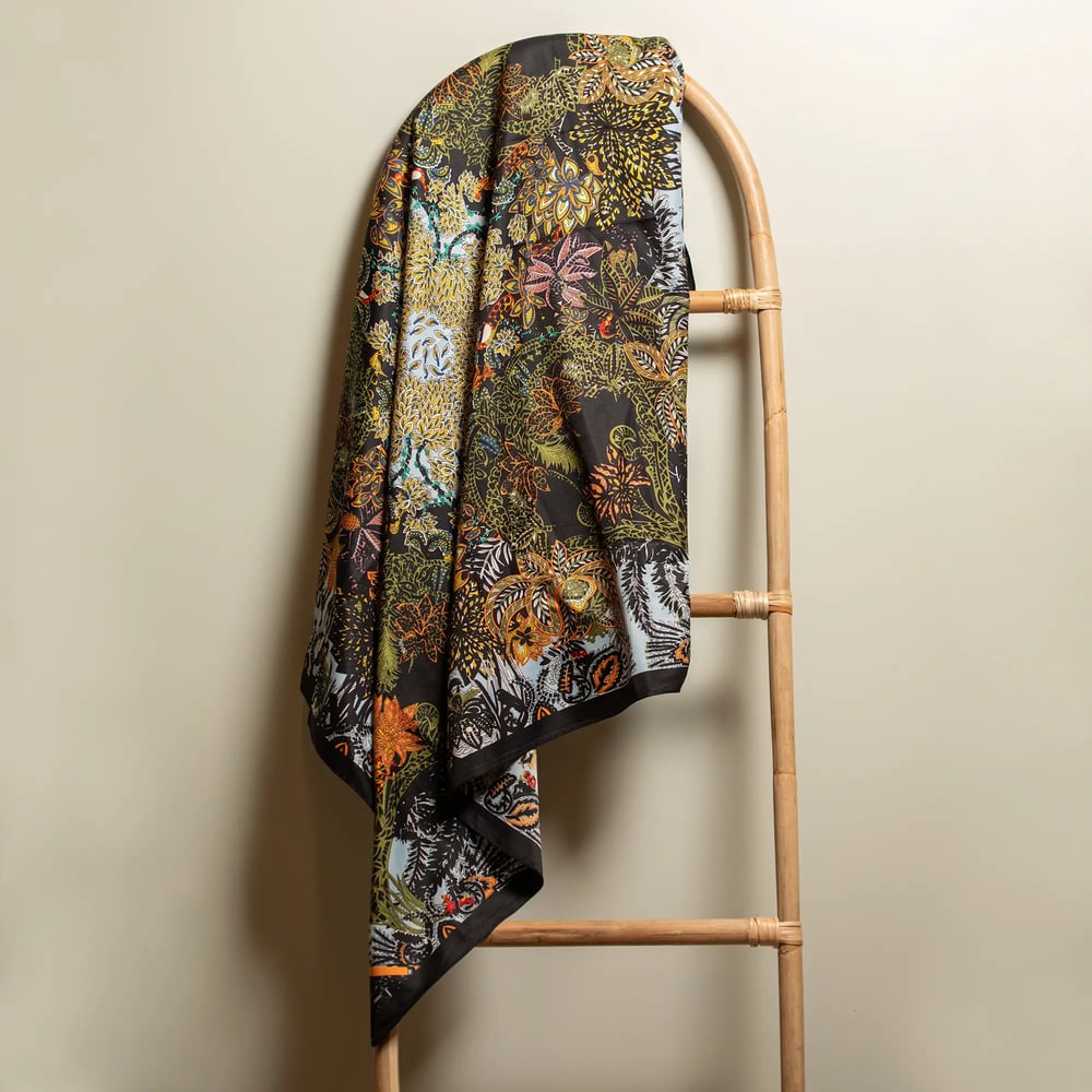 Image of Floral Printed Silky Twill Scarf