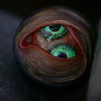 Image 1 of Custom Swappable Phone Grip for smartphones, glow in the dark double iris, reflective pupil OOAK