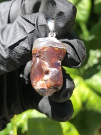 Image 5 of Fire Agate Pendant, Tumbled -  Mexico 