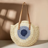 Image 2 of Boho Evil Eye Paper Straw Handbag