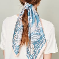 Image 2 of Floral Print Silky Bandana Scarf