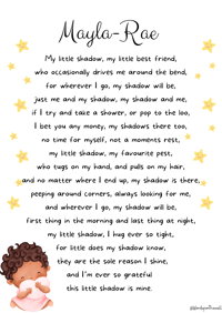 Image 1 of My Shadow poem print little girl 