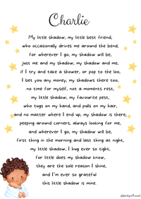 Image 1 of My shadow poem print little boy 