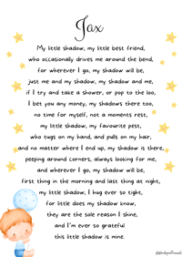 Image 3 of My shadow poem print little boy 