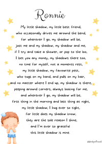 Image 2 of My shadow poem print little boy 