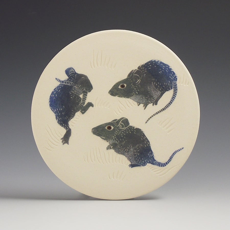 Image of Three mice ceramic wall hanging 