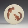Two squirrels ceramic wall hanging 