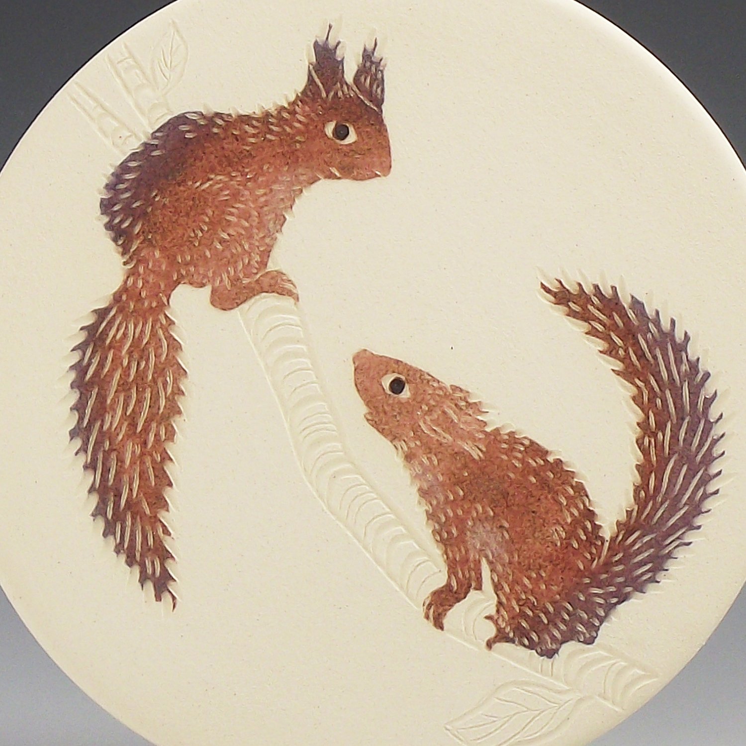 Image of Two squirrels ceramic wall hanging 