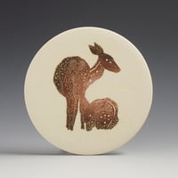 Image 1 of Doe & fawn ceramic wall hanging 