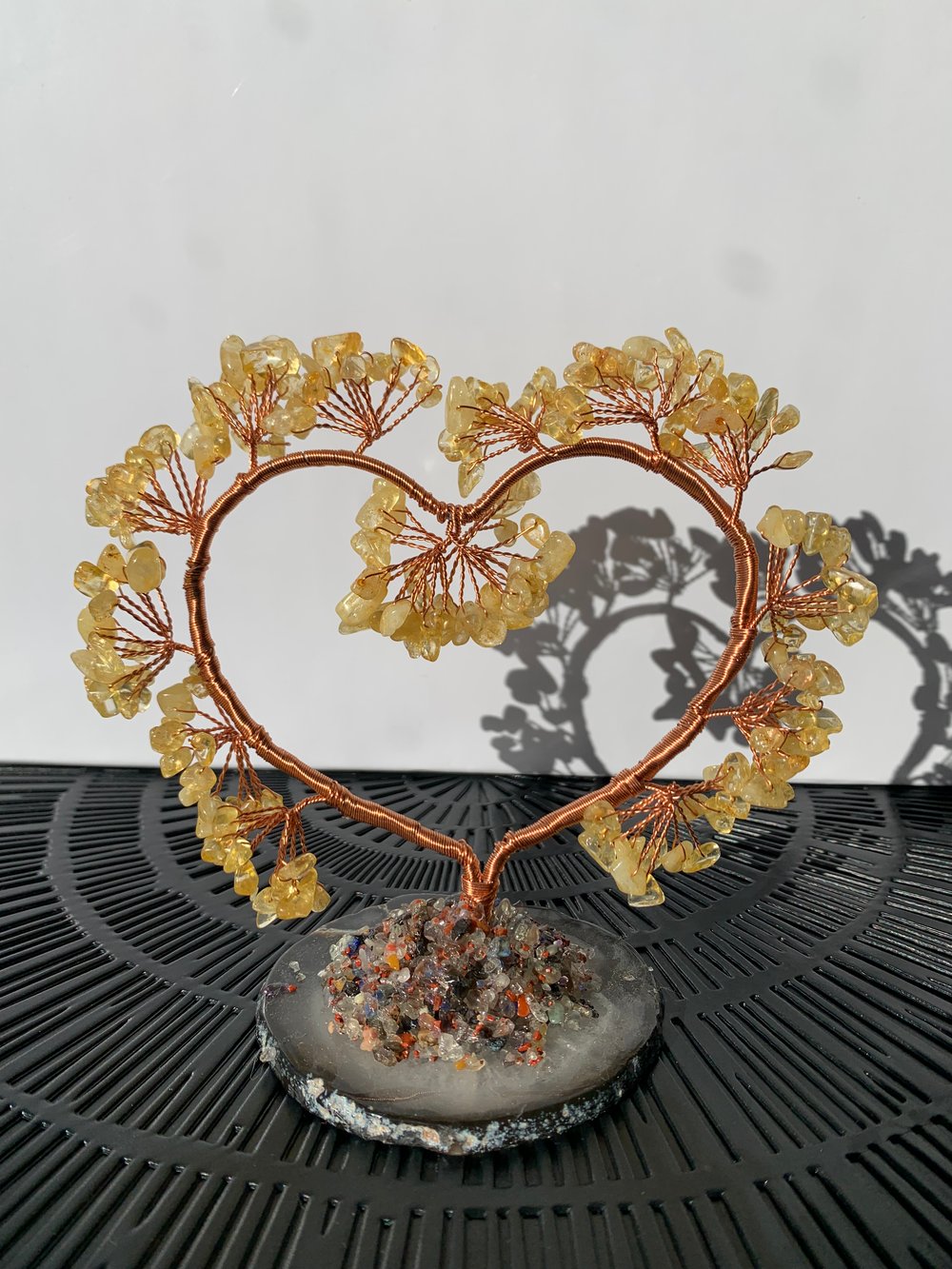 Image of Citrine on Botswana Agate Tree Heart
