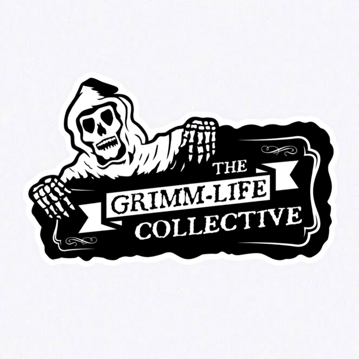 Image of WHITE Grimm Life GHOUL Logo Die-Cut Sticker