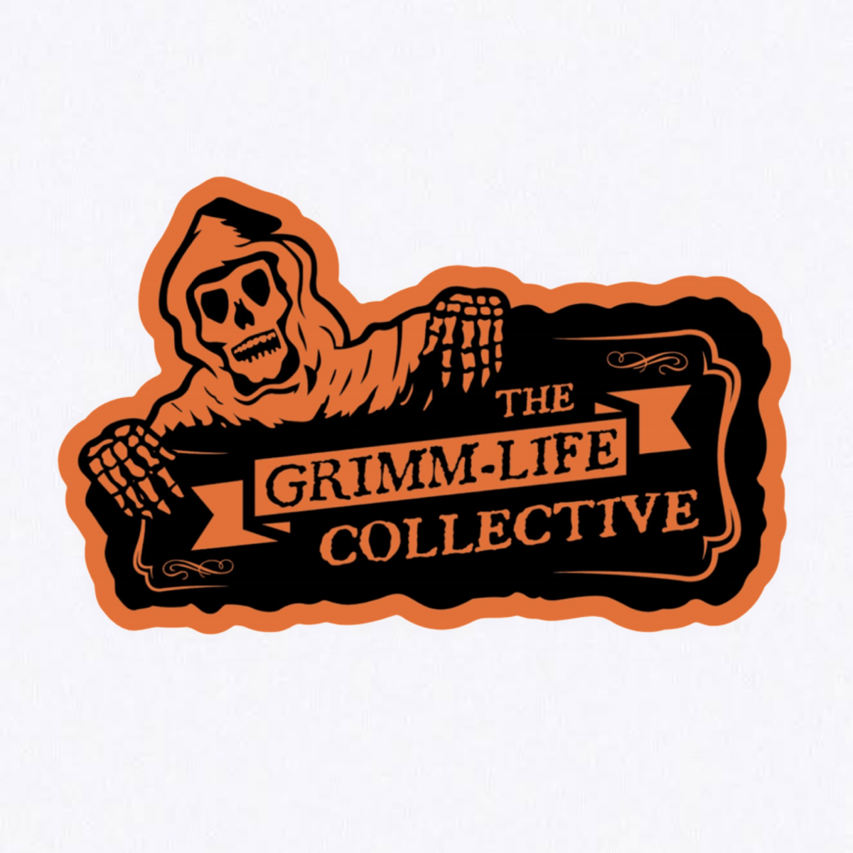 Image of HALLOWEEN ORANGE Grimm Life GHOUL Logo Die-Cut Sticker