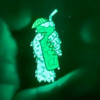 Image 4 of THIRSTY CREATURE Round 5 Glow-in-the-Dark 2" Enamel Pin!