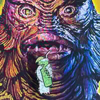 Image 2 of THIRSTY CREATURE Round 5 Glow-in-the-Dark 2" Enamel Pin!