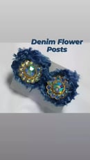 Image 2 of Denim Flower Post Earrings