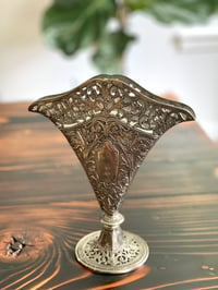 Vintage metal Fan shaped vase