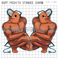 Image of Buff Pochita Standee Charm | 4 inch Holo
