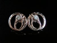 Image 1 of EDWARDIAN 18CT DIAMOND SNAKE STUDS WITH SECURE SCREW POSTS