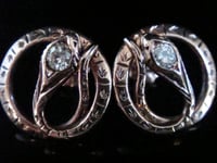 Image 2 of EDWARDIAN 18CT DIAMOND SNAKE STUDS WITH SECURE SCREW POSTS