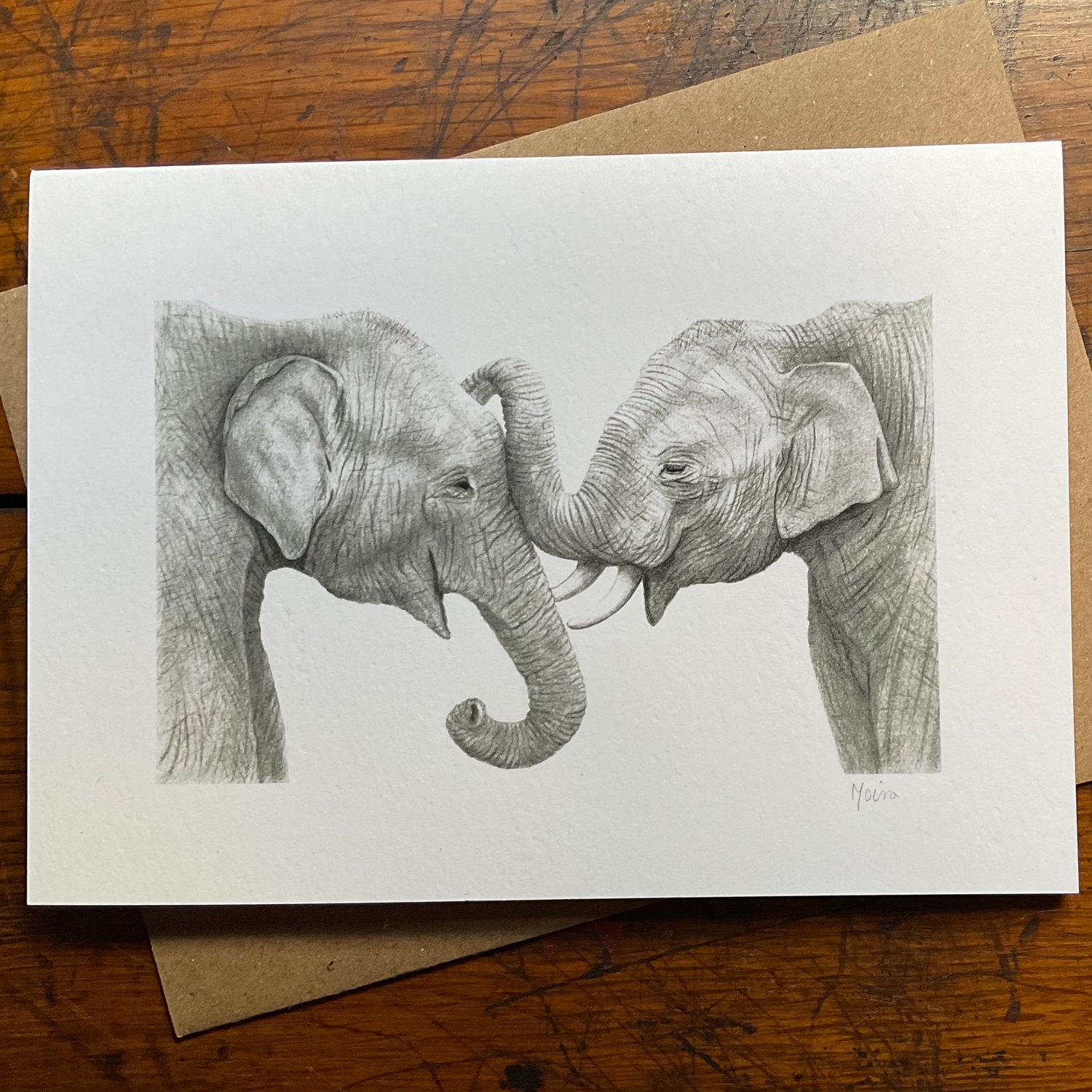 Image of ASIAN ELEPHANTS ~ GREETINGS CARD
