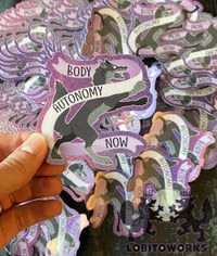 Image 3 of Radical She-Wolf "Body Autonomy Now" Pro Choice glitter vinyl sticker