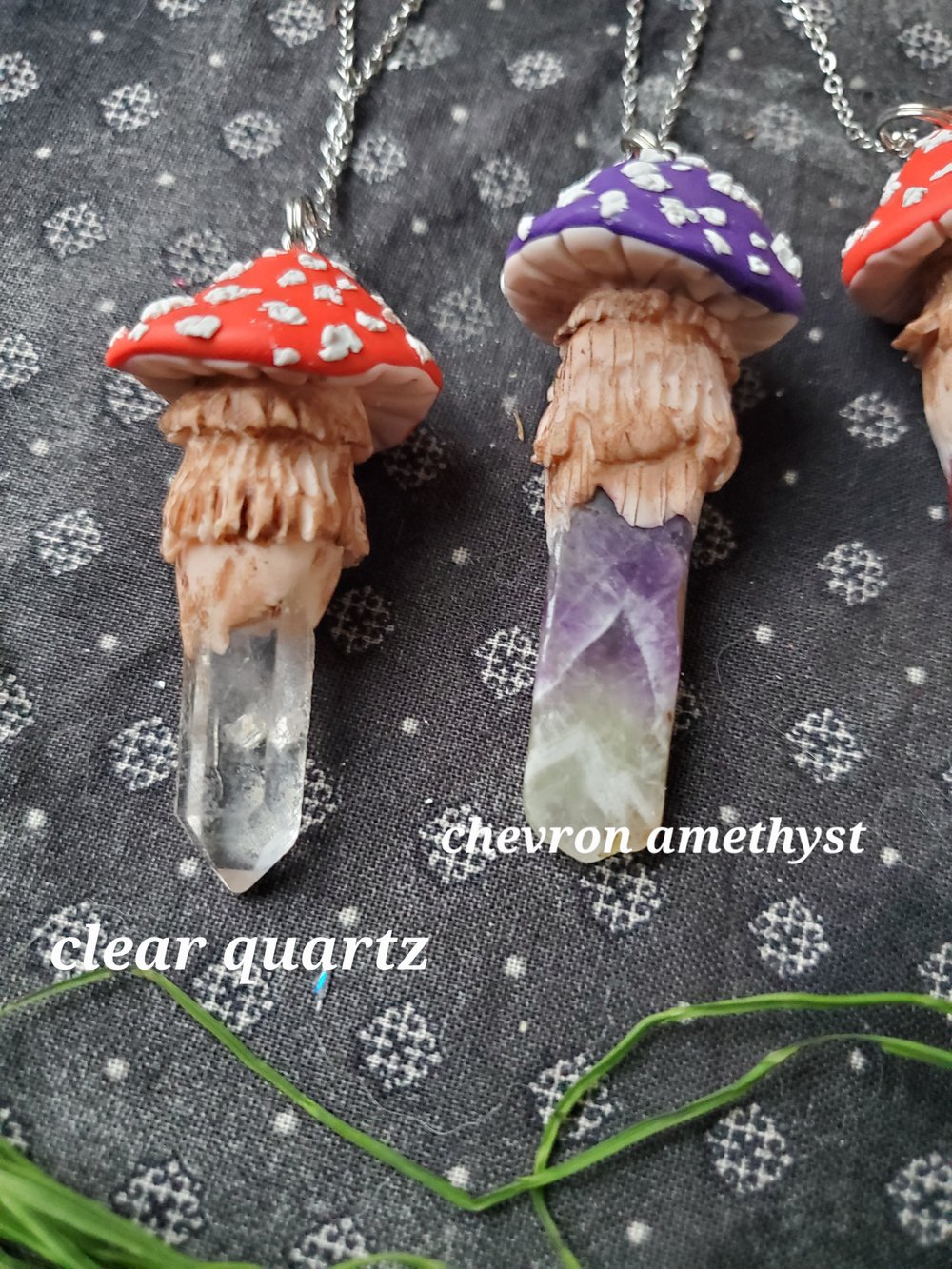 mushroom crystal pendants