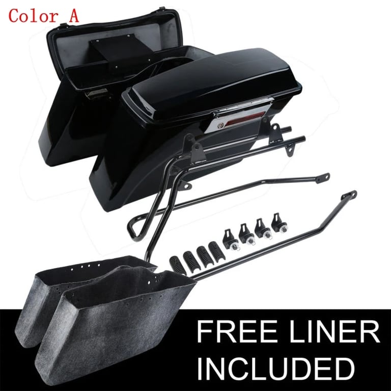 Motorcycle Vivid Black Hard Saddlebags Bag Latch Keys For Harley Touring Models 1994-2013