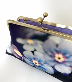 Image of Forget-me-not, silk clutch bag with optional chain handle