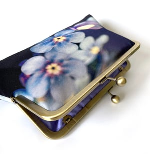 Image of Forget-me-not, silk clutch bag with optional chain handle