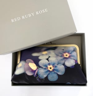 Image of Forget-me-not, printed silk clutch bag