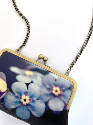 Image of Forget-me-not, printed silk clutch bag