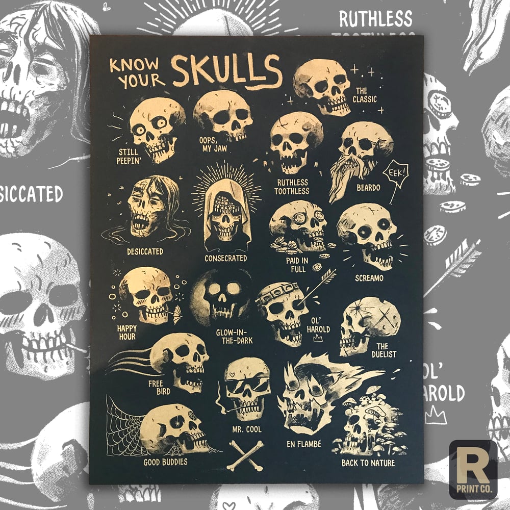 Image of KNOW YOUR SKULLS - Becky Cloonan *RISO PRINT*