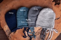 Image 2 of Newborn knitted bonnet blue grey