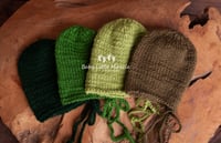 Image 1 of Newborn knitted bonnet green colours