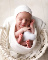 Image 4 of Newborn knitted bonnet blue grey