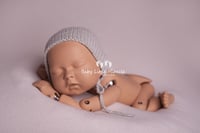 Image 3 of Newborn knitted bonnet blue grey